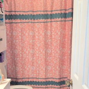 Floral Pink and Teal Shower Curtain